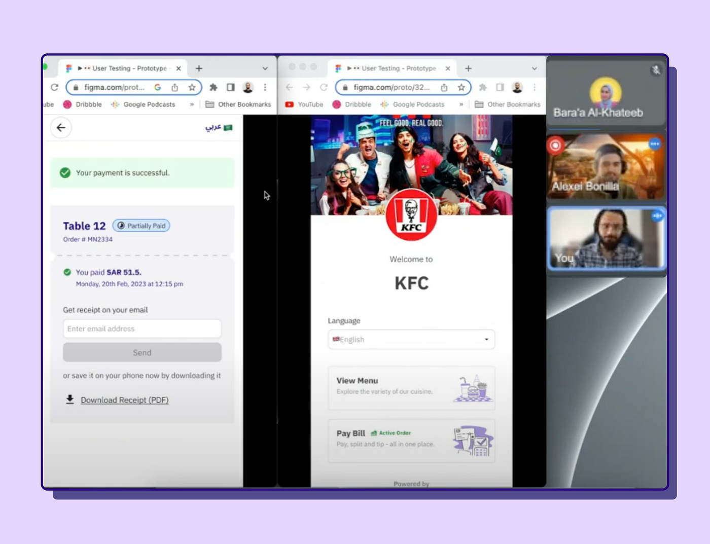 Screenshot from a group usability testing session