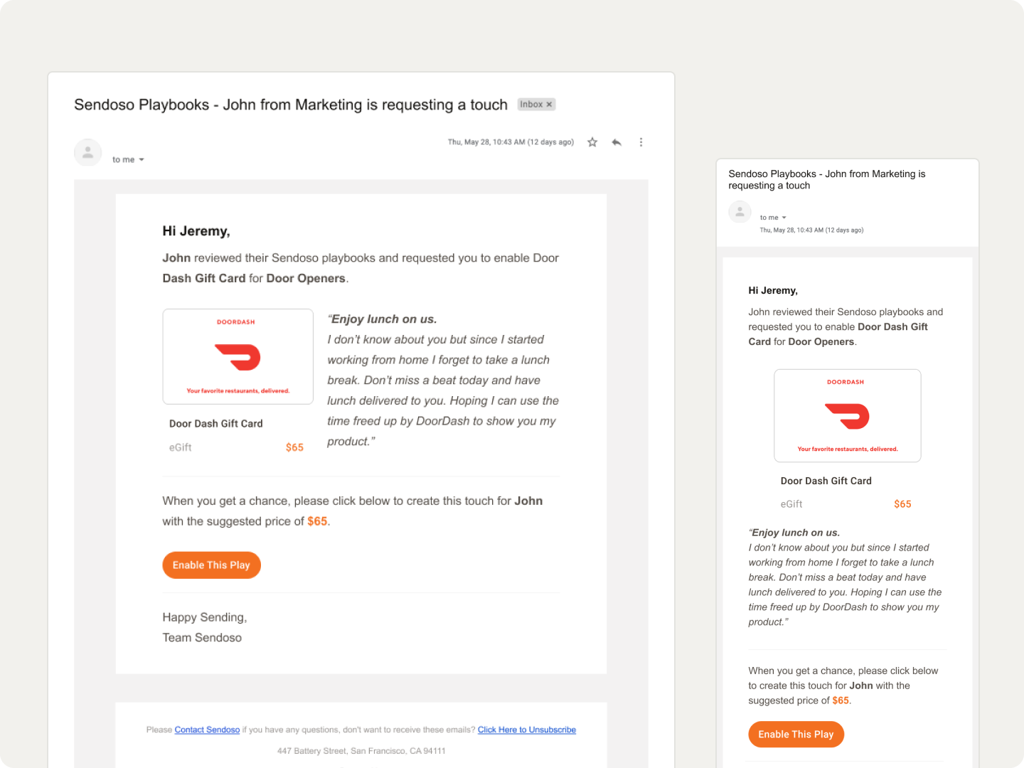 Request and creation notification emails