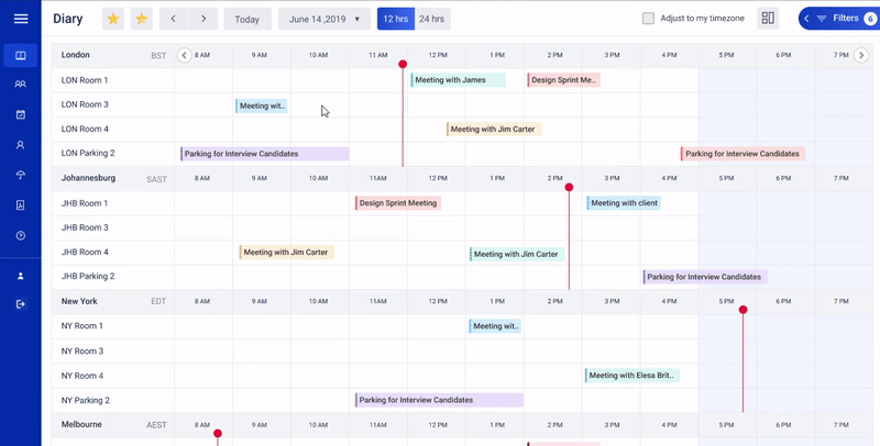 Grouped bookings in the 24-hour view