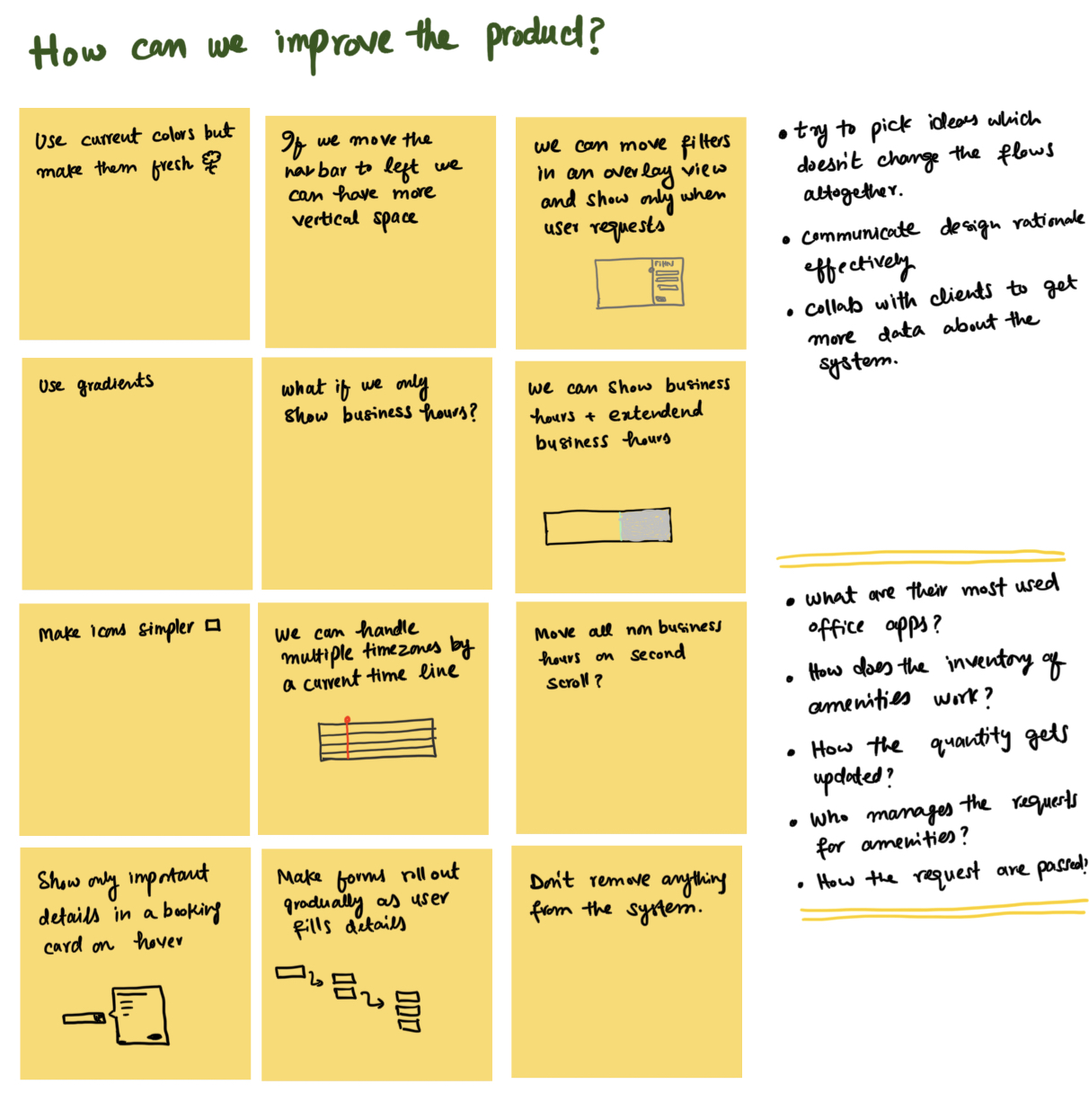 Ideas and thoughts about how to improve the product